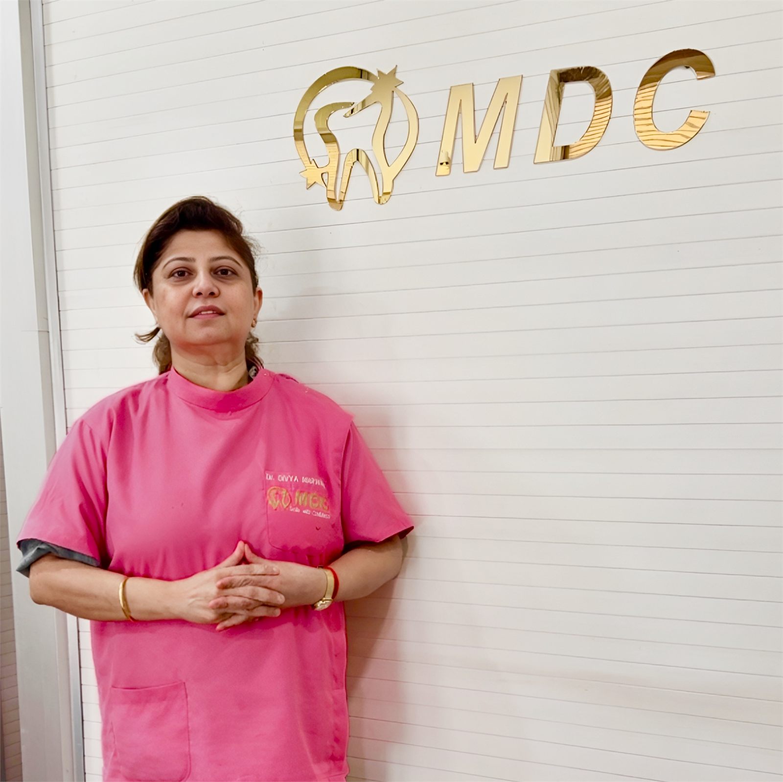 Dr. Divya Marwaha inside Marwaha Dental Clinic in Gurugram